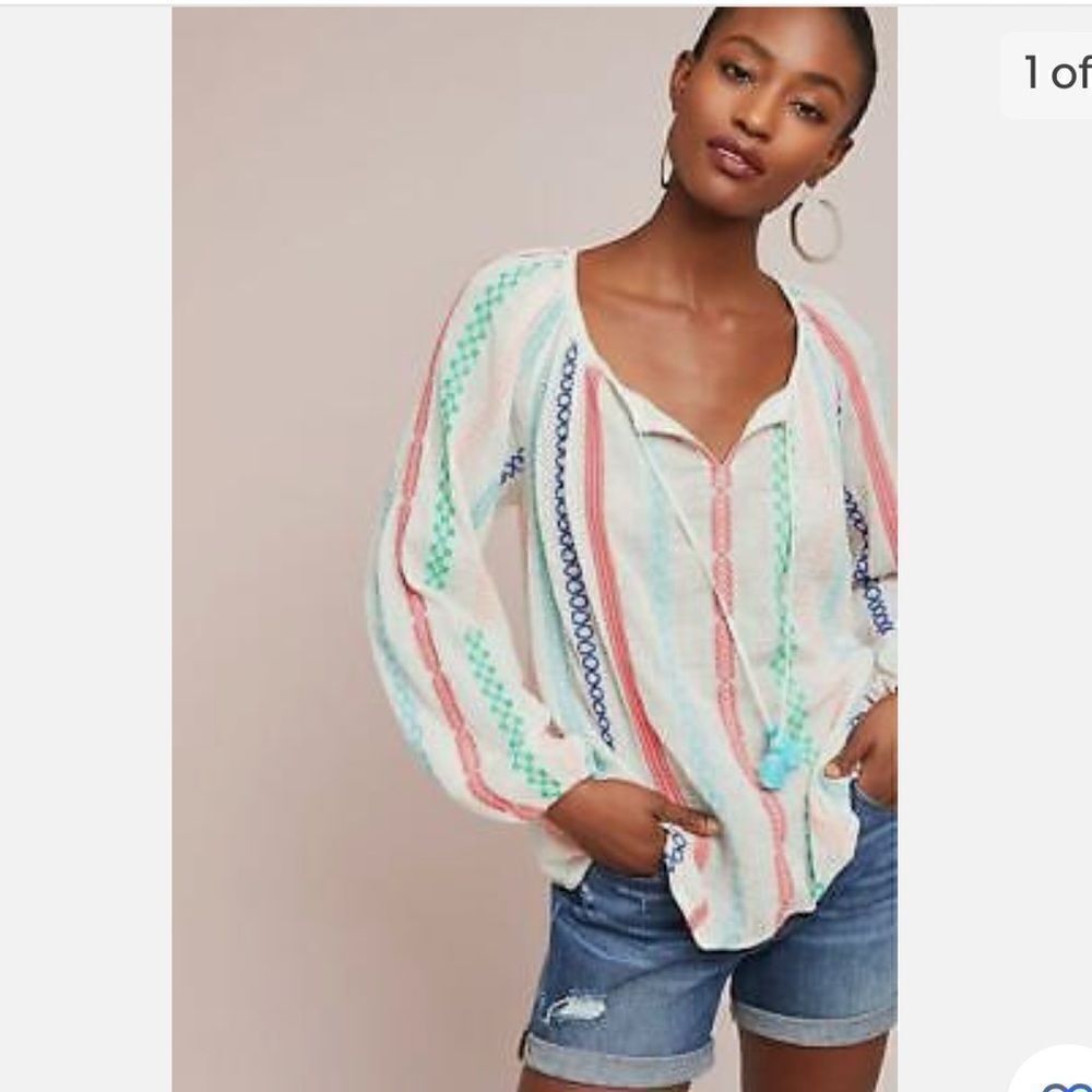 Anthropologie Multicolor Boho Blouse